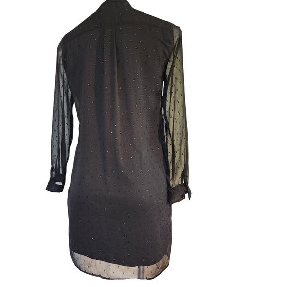 Banana Republic black shirt dress size small with black shimmer polka dots - Picture 2 of 3